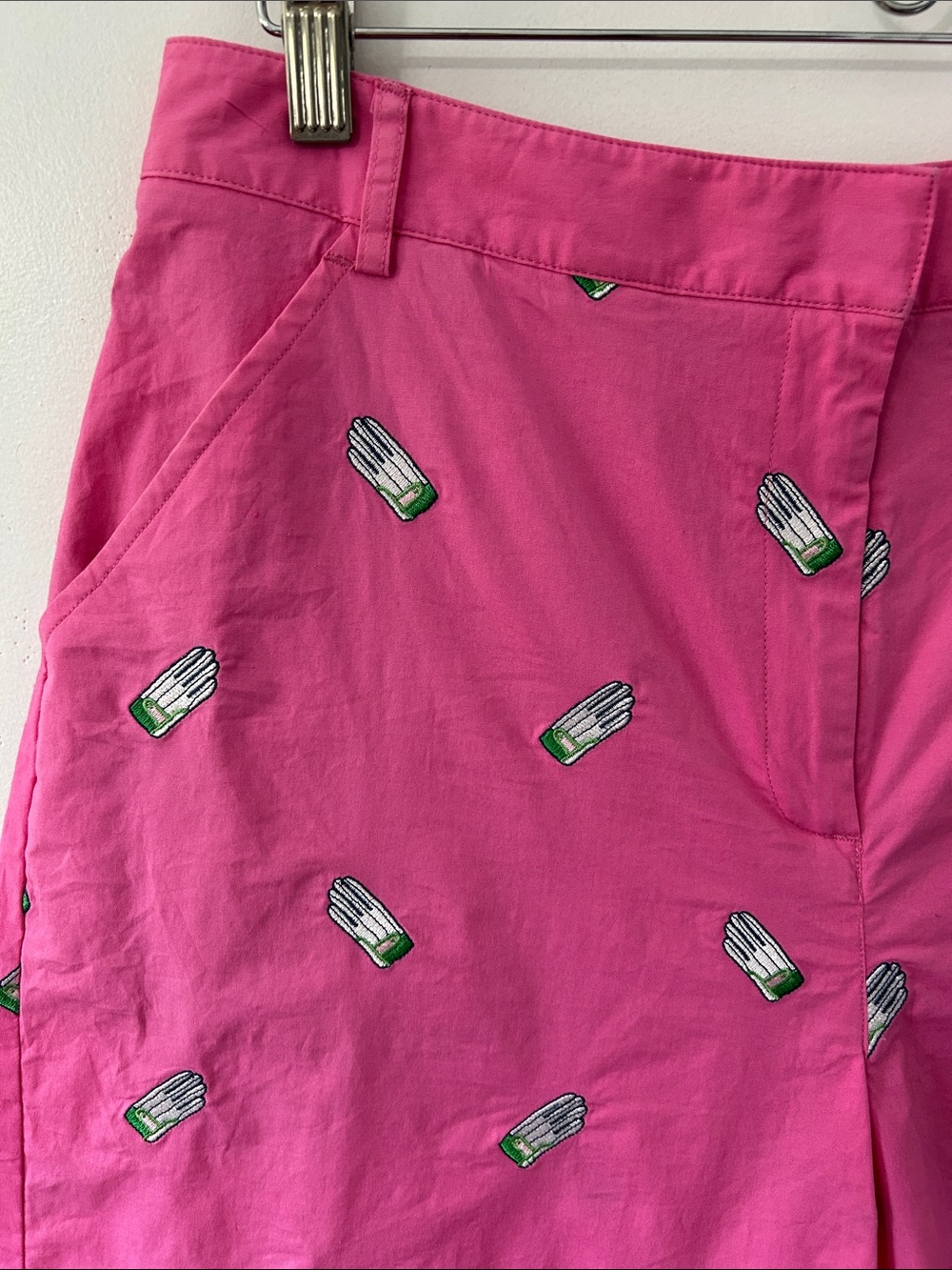 Vintage Lilly Pulitzer Bermuda Shorts Size 12 Pink Golf Glove Embroidered Preppy - Picture 2 of 11